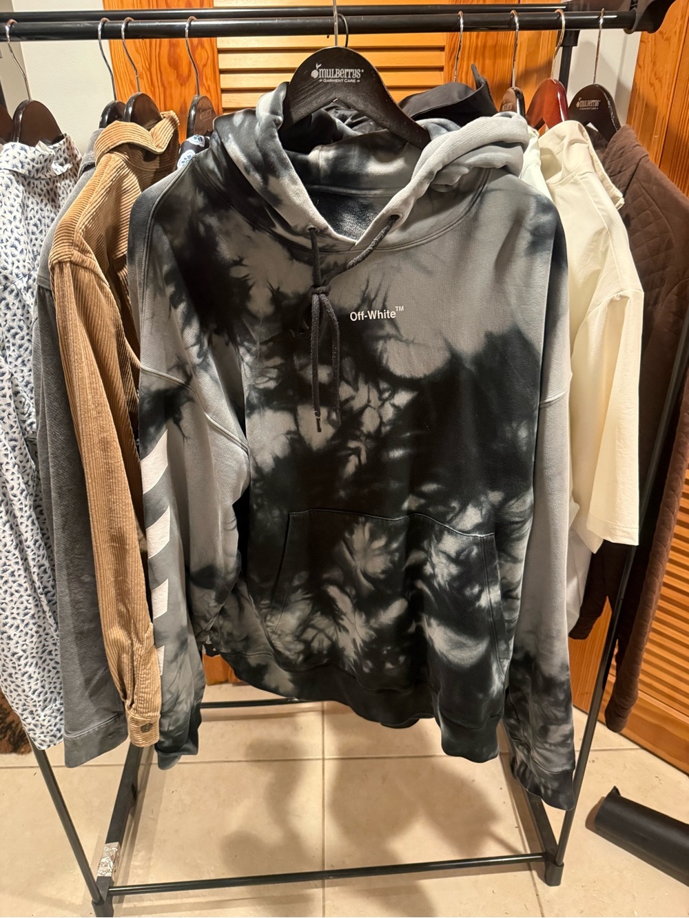 Off-White Black & Gray Tie-Dye Pullover Hoodie